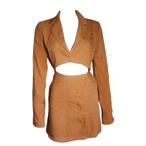 Mable Dress Womens Size S Small Solid All Brown Collared Long‎ Sleeve Open Front